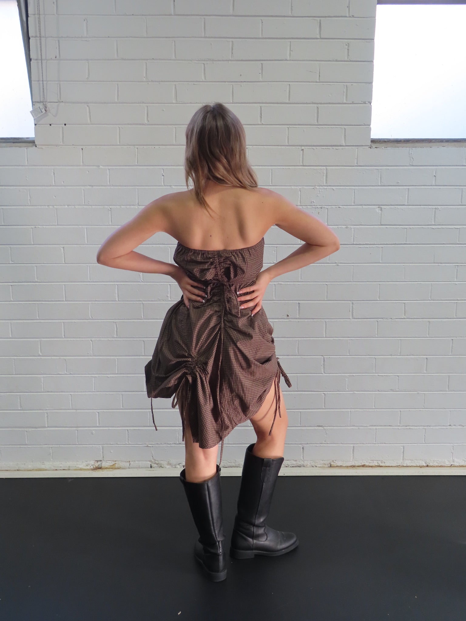 GEMINI DRESS in BROWN PLAID